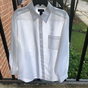 Claiborne Men White LS Shirt